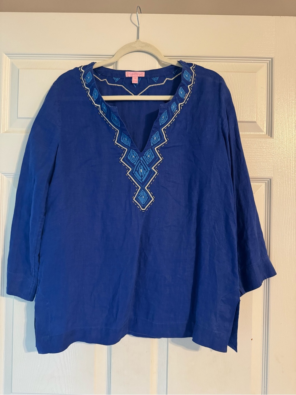 Lilly Pulitzer Royal Blue Embroidered V-Neck Tunic